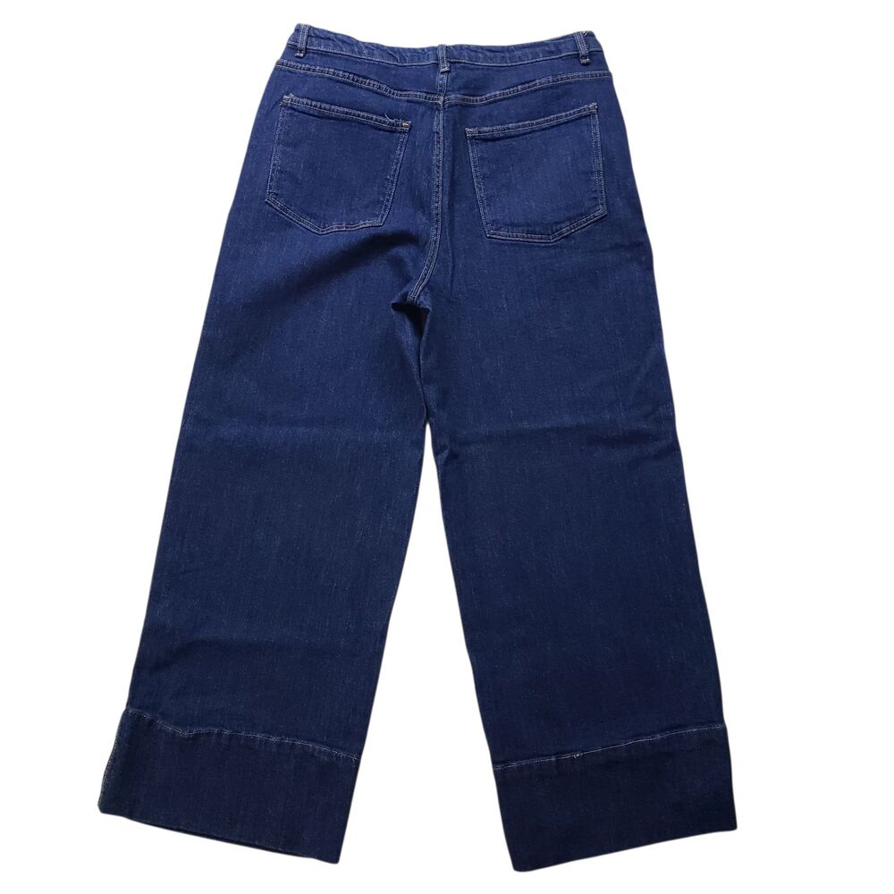 OAT New York Wide Leg Jeans Womens 12 / 31 High Rise Dark Wash Denim Stretch - Picture 8 of 10